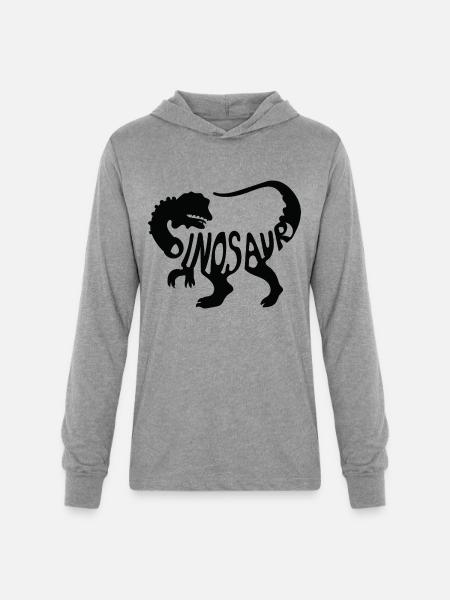 Bold Dinosaur Silhouette T-Shirt Design - Unisex Long Sleeve Hoodie Shirt - heather grey