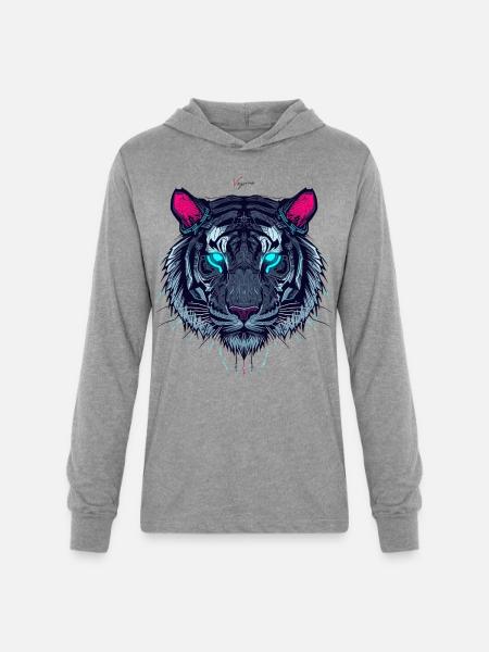 Neon Circuit Tiger - Unisex Long Sleeve Hoodie Shirt - heather grey