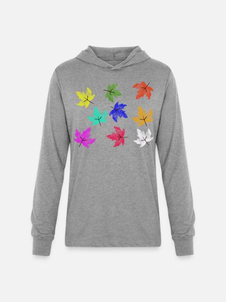Prismatic Autumn Maple Leaves - Unisex Long Sleeve Hoodie Shirt - heather grey