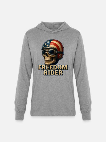 Freedom Rider Skull Art - Unisex Long Sleeve Hoodie Shirt - heather grey