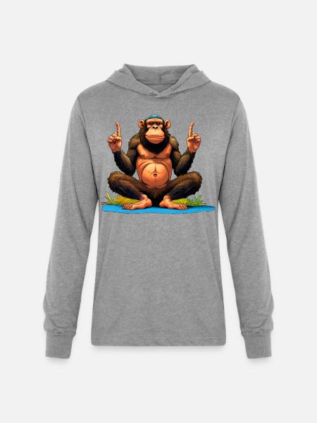 Monkey Yoga / Yogi Monkey - Unisex Long Sleeve Hoodie Shirt - heather grey