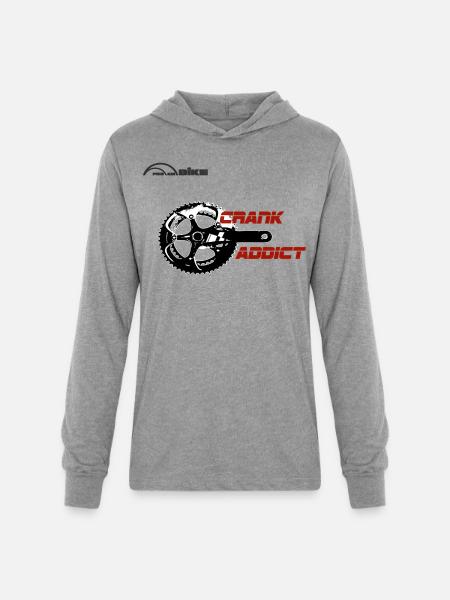 Crank Addict Cycle Gear - Unisex Long Sleeve Hoodie Shirt - heather grey