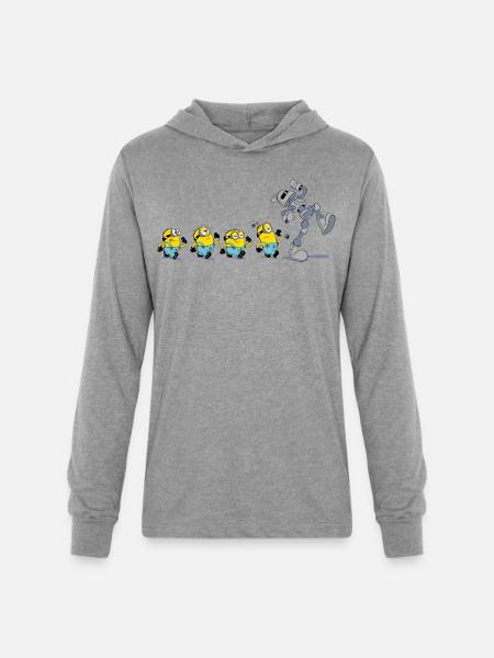 Minions In A Row With Robot - Unisex Long Sleeve Hoodie Shirt - heather grey