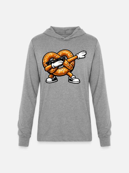 Dabbing Pretzel - Unisex Long Sleeve Hoodie Shirt - heather grey