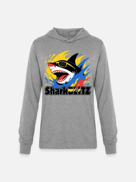 Neon Shark Splash Sunglasses Tee - Unisex Long Sleeve Hoodie Shirt - heather grey