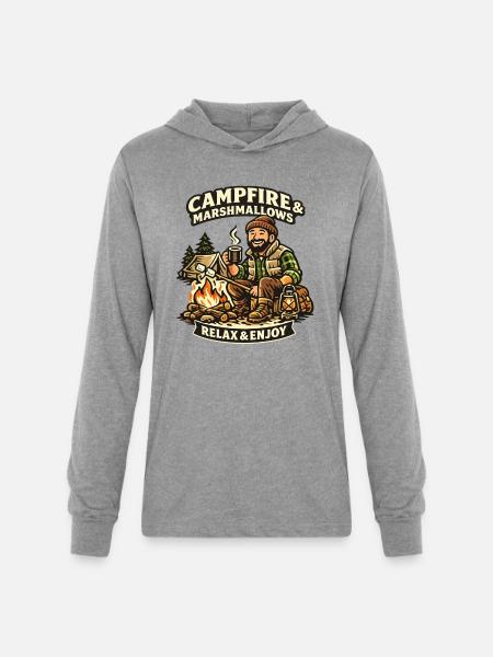 Campfire & Marshmallows Cozy Tee - Unisex Long Sleeve Hoodie Shirt - heather grey