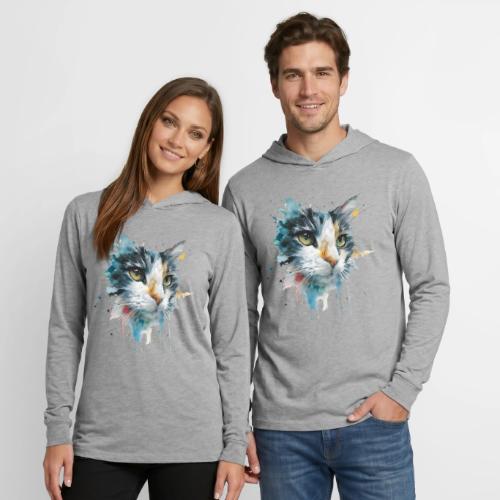 Watercolor cat face - Unisex Long Sleeve Hoodie Shirt