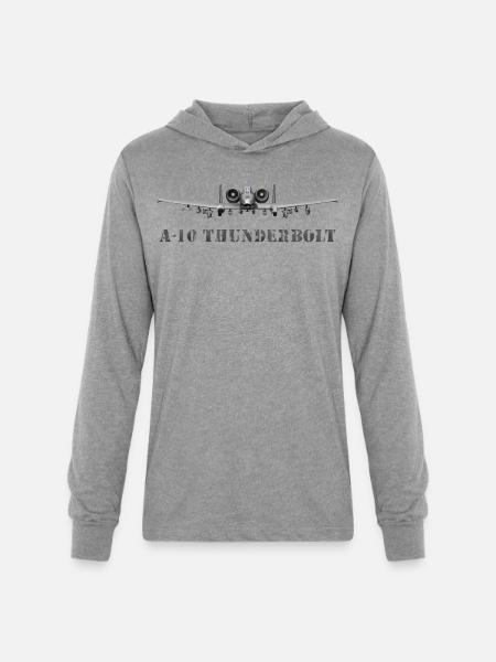 A10 Thunderbolt Frontline Print - Unisex Long Sleeve Hoodie Shirt - heather grey