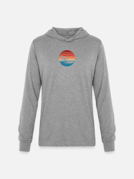 Sunset Kite Surf Silhouette - Unisex Long Sleeve Hoodie Shirt - heather grey