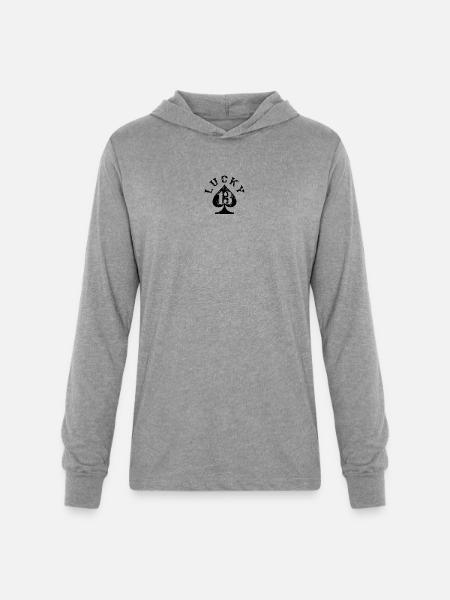 Lucky 13 Spade - Unisex Long Sleeve Hoodie Shirt - heather grey