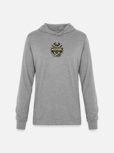 Mechanic Gear Emblem - Unisex Long Sleeve Hoodie Shirt - heather grey