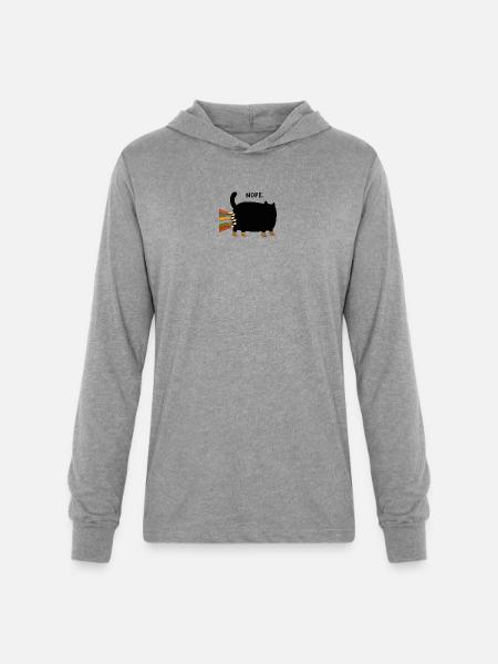Black Cat Nope - Unisex Long Sleeve Hoodie Shirt - heather grey