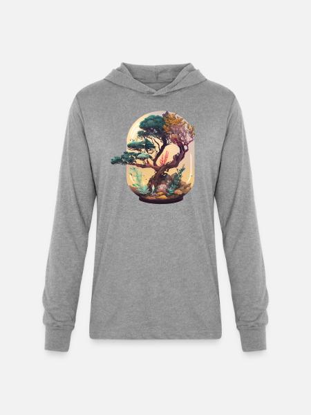 Bonsai Tree Terrarium - Unisex Long Sleeve Hoodie Shirt - heather grey