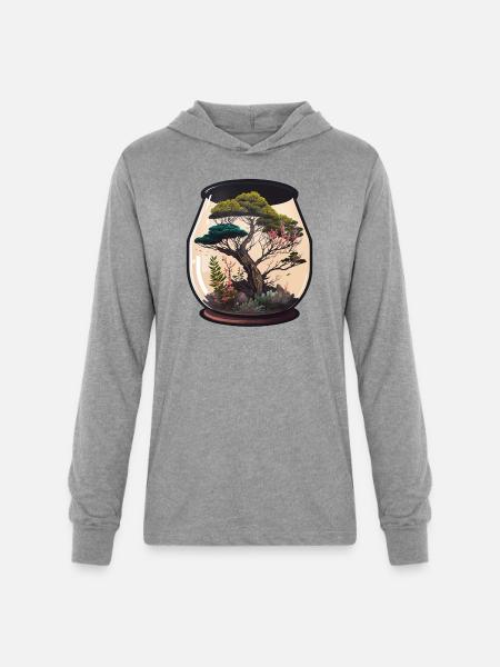 Bonsai Tree Terrarium - Unisex Long Sleeve Hoodie Shirt - heather grey