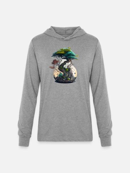 Bonsai Tree Terrarium - Unisex Long Sleeve Hoodie Shirt - heather grey