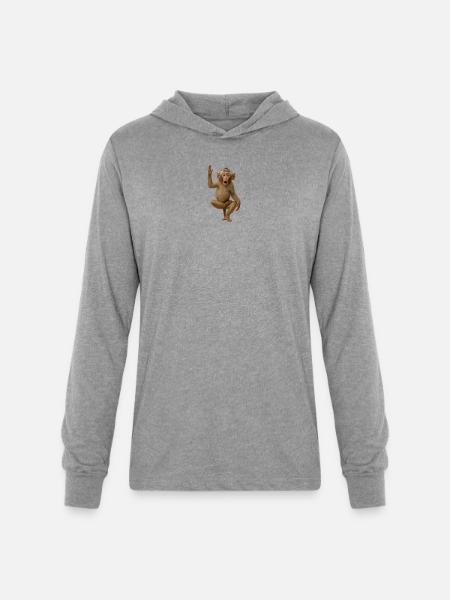 Surprised Monkey Raise Hand - Unisex Long Sleeve Hoodie Shirt - heather grey