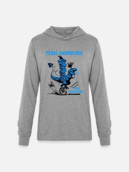 Pedal-Saurus Rex – Ride Prehistoric - Unisex Long Sleeve Hoodie Shirt - heather grey