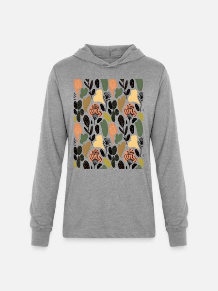 Rustic Botanical Floral Pattern - Unisex Long Sleeve Hoodie Shirt - heather grey