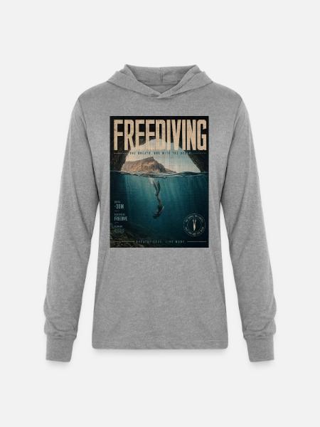 Freediving Depths Ocean Poster - Unisex Long Sleeve Hoodie Shirt - heather grey