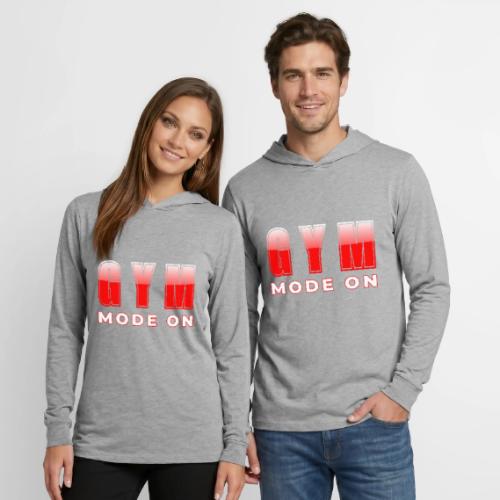 Gym Mode On Fitness Typography Design - Unisex Long Sleeve Hoodie Shirt