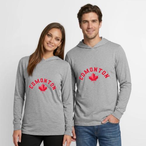 Edmonton with maple leaf - Unisex Long Sleeve Hoodie Shirt