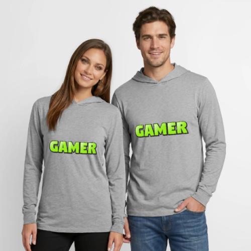 Gamer Neon Green Gaming Logo Design - Unisex Long Sleeve Hoodie Shirt