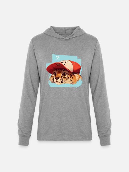 Surprised Cheetah - Unisex Long Sleeve Hoodie Shirt - heather grey