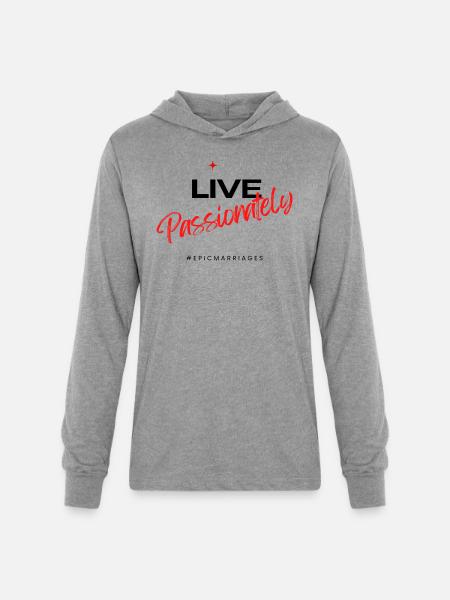 Live Passionately - Unisex Long Sleeve Hoodie Shirt - heather grey