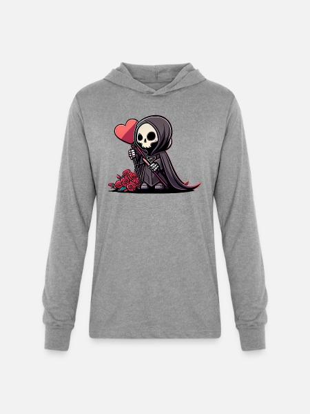 Valentine Grim Reaper - Unisex Long Sleeve Hoodie Shirt - heather grey
