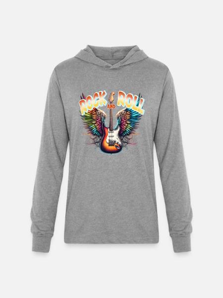 Rock and Roll - Guitar - Unisex Long Sleeve Hoodie Shirt - heather grey