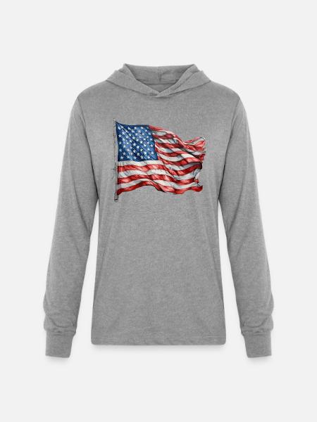 America flag - Unisex Long Sleeve Hoodie Shirt - heather grey