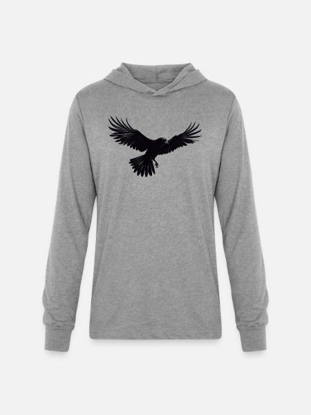 Raven - Unisex Long Sleeve Hoodie Shirt - heather grey