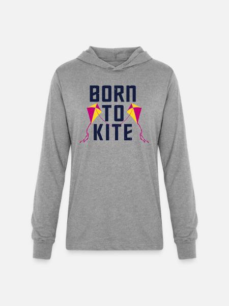 Born To Kite - Unisex Long Sleeve Hoodie Shirt - heather grey