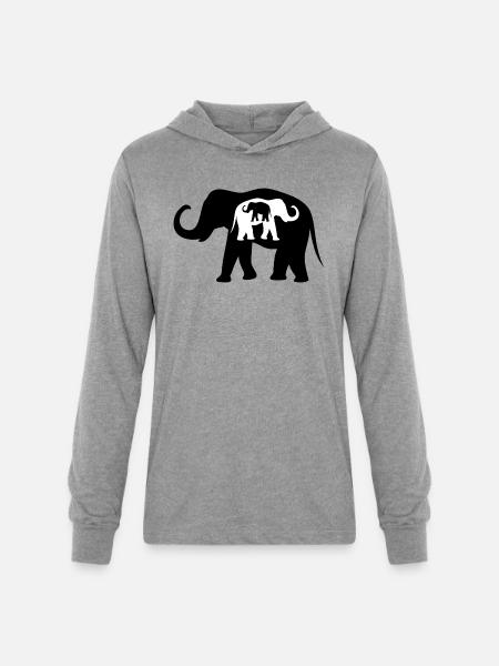 Black And White Elephants - Unisex Long Sleeve Hoodie Shirt - heather grey