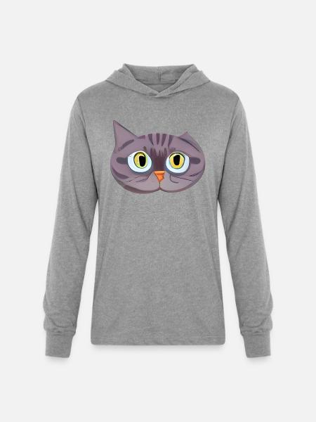 Cute Cat Face - Unisex Long Sleeve Hoodie Shirt - heather grey