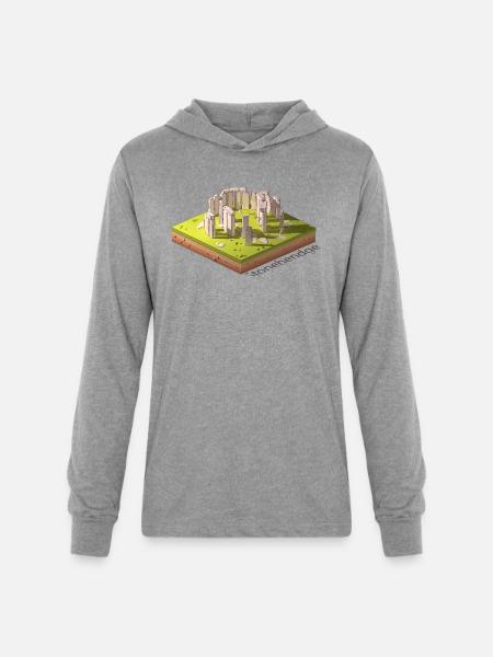 Geometric low poly Stonehendge - Unisex Long Sleeve Hoodie Shirt - heather grey