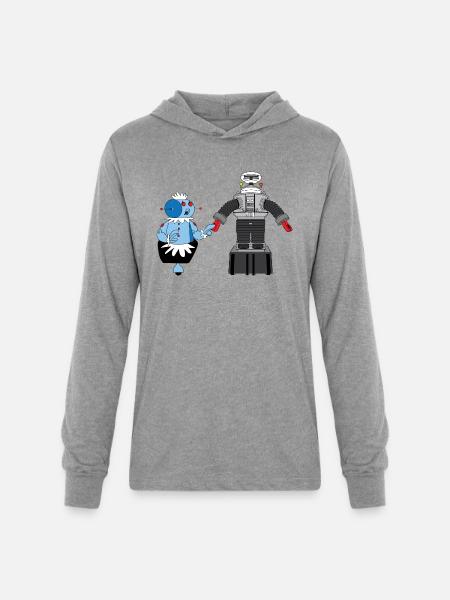 Rosie and Lost in Space Robot - Unisex Long Sleeve Hoodie Shirt - heather grey