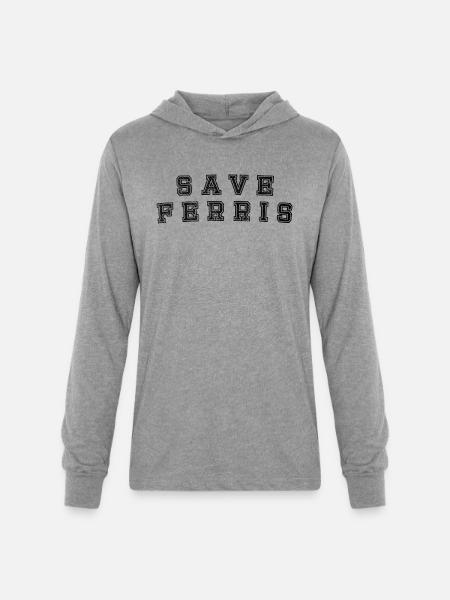 SAVE FERRIS funny - Unisex Long Sleeve Hoodie Shirt - heather grey