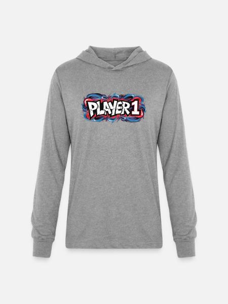 PLAYER 1 1 2x - Unisex Long Sleeve Hoodie Shirt - heather grey