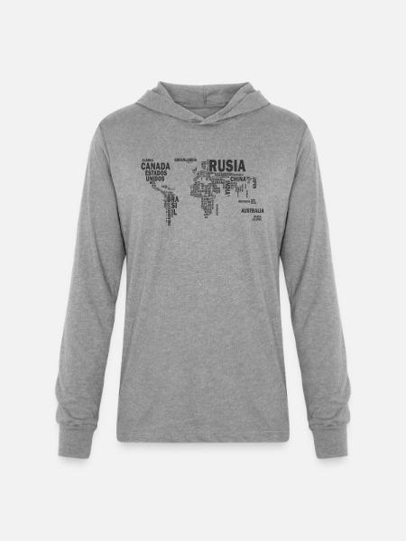 World map - Unisex Long Sleeve Hoodie Shirt - heather grey