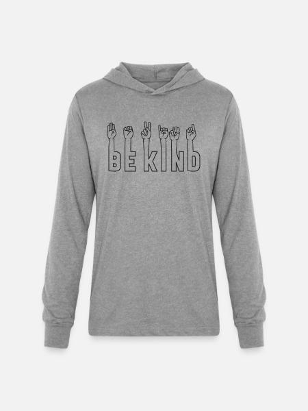 Bekind - Unisex Long Sleeve Hoodie Shirt - heather grey