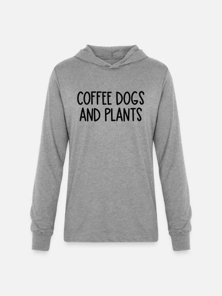 coffee dogs and plants - Unisex Long Sleeve Hoodie Shirt - heather grey