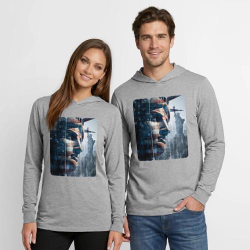 USA: Liberty in Three Visions - Unisex Long Sleeve Hoodie Shirt