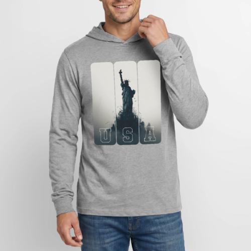 USA: Liberty Rising Over Manhattan - Unisex Long Sleeve Hoodie Shirt