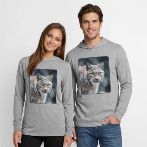 Lynx Portrait Piercing Eyes Design - Unisex Long Sleeve Hoodie Shirt