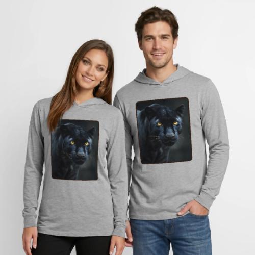Black Panther Glowing Eyes Design - Unisex Long Sleeve Hoodie Shirt