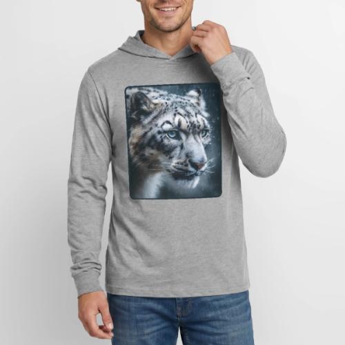 Snow Leopard Blue Eyes Design - Unisex Long Sleeve Hoodie Shirt