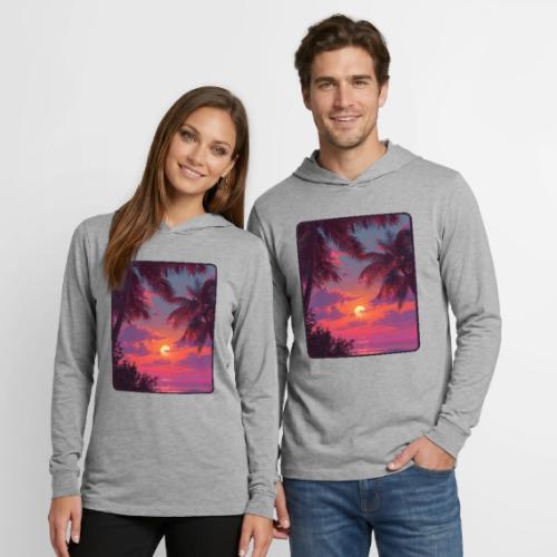 Tropical Sunset Palm Silhouette Design - Unisex Long Sleeve Hoodie Shirt
