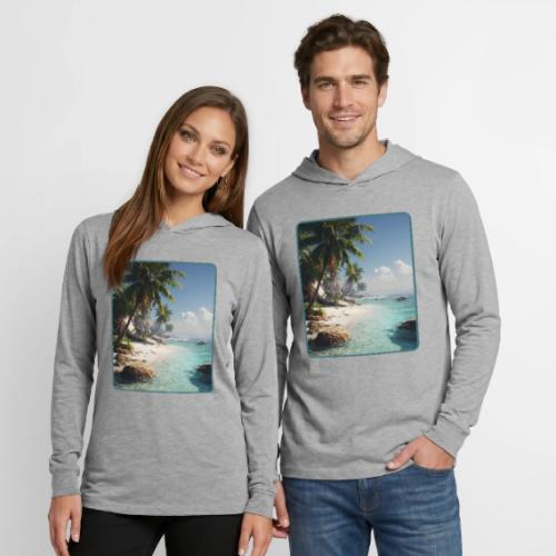 Tropical Beach Paradise Palm Design - Unisex Long Sleeve Hoodie Shirt