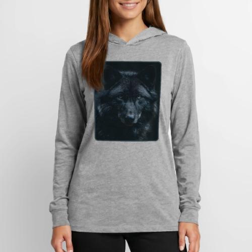 Black Wolf Intense Eyes Portrait Design - Unisex Long Sleeve Hoodie Shirt
